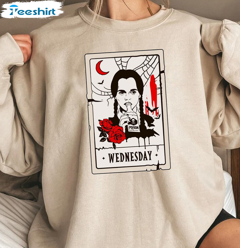 Wednesday Addams Horror Tarot Shirt, 2022 Tv Series Trending Unisex Hoodie Crewneck