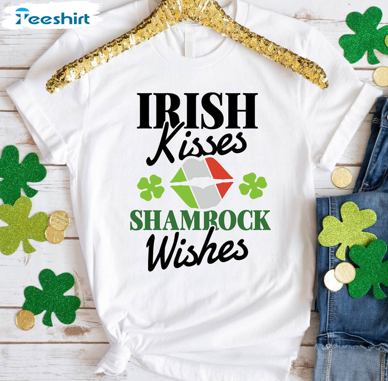 Irish Kisses Shamrock Wishes Vintage Shirt, Lucky Charm Tee Tops Unisex T-shirt