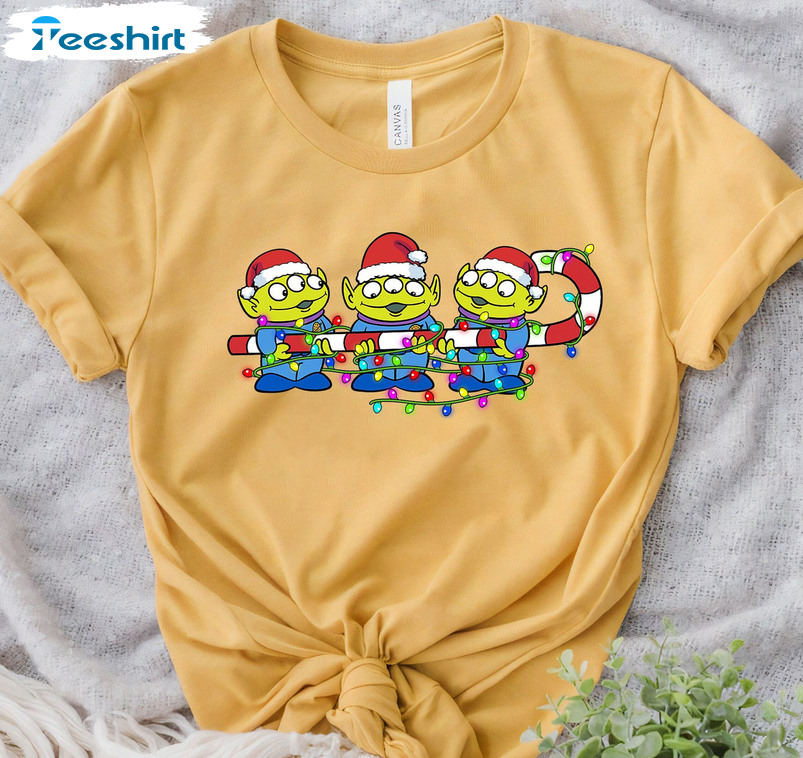 Disney Toy Story Aliens Christmas Shirt, Disneyland Xmas Lights Unisex T-shirt Short Sleeve